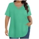 thumbnail image 1 of Mujeres Más Tamaño Manga Corta Tops, Moda Verano Color Sólido, V-Cuello Blusas, Más Tamaño Ropa de Verano para las Mujeres, 1 of 6