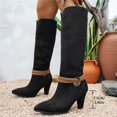 thumbnail image 6 of KEVCHE Women's Chunky Heel Knee High Boots, Plus Size Pointed Toe Suede Casual Design with Breathable Lining, Trendy Boots for Daily Party Wear, 6 of 8