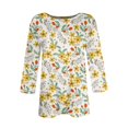 thumbnail image 5 of Women's Floral Print Casual Blouse Lightweight Summer Tops with 3/4 Sleeves and Round Neckline Vibrant Colors, 5 of 5