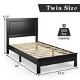 thumbnail image 3 of Gymax Twin Size Bed Frame Platform Slat High Headboard Bedroom Rubber Wood Leg Black, 3 of 9