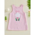 thumbnail image 5 of Toddler Baby Girl Golf Outfit Golf Cart Bow Embroidery Striped Tank Dress Sleeveless Crewneck A-Line Dress Infant Summer Clothes, 5 of 9