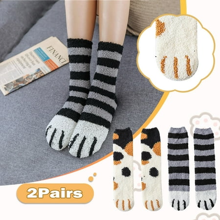 

Leylayray Women Fashion Cat Coral Thickening Fuzzy Middle Stockings Socks 2PC(Buy 2 Get 1 Free)