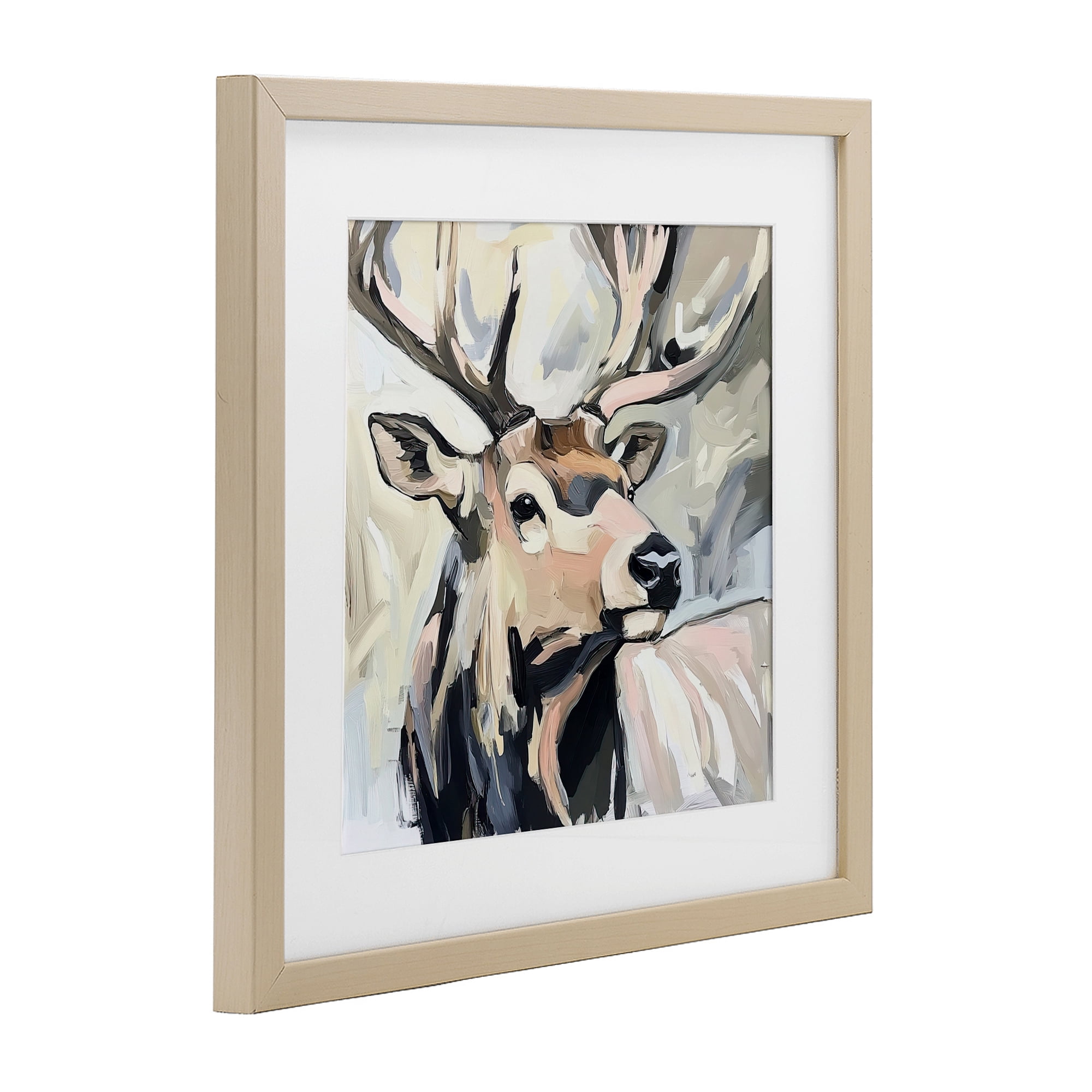 Stupell Industries Neutral Bull Elk Portrait Birch Framed Print Under Glass, design by Tina LeCour