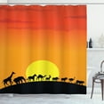 thumbnail image 1 of Wildlife Shower Curtain, Diverse Animals Community Walking in Line Silhouette Idyllic Sunset Hot Climate, Fabric Bathroom Set with Hooks, 69W X 70L Inches, Multicolor, by Ambesonne, 1 of 3