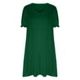 thumbnail image 4 of Olyvenn Womens Mini Casual Beach Dress Elegant Solid Sundress Fashion Comfy Loose Fit Vacation Relaxed Smocked Trendy Summer Ruffled Puff Short Sleeve Prom Dresses for Women 2024 Spring Green 10, 4 of 7