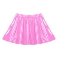 thumbnail image 6 of Aislor Women's Shiny Metallic Wet Look Stretchy Invisible Zipper A-Line Flared Mini Skater Skirt Pink XXL, 6 of 7