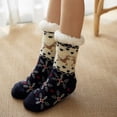 thumbnail image 6 of siminsem Christmas Socks for Women Thick Cotton Printed Floor Carpet Socks Warm Cozy Crew Novelty Holiday Stockings Soft Breathable Winter Socks Stocking Stuffers Gifts for Her, Navy,One Size, 6 of 7