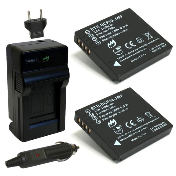 Replacement for Panasonic CGA-S/106B Battery (2-Pack, 1400mAh) and Charger with Car Adapter