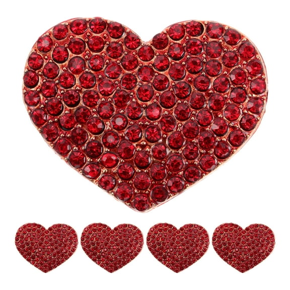 LOLIPPYY Set of 5 Red Rhinestone Heart Pins Elegant Brooches for Valentine's Day Wedding Bridesmaids Bridal Jewelry Accessories