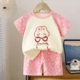 thumbnail image 2 of Traje de manga corta de algodón puro para niños, ropa fina de verano para bebés, conjunto de ropa para niñas, ropa para niños de calidad seleccionada, 2 of 5