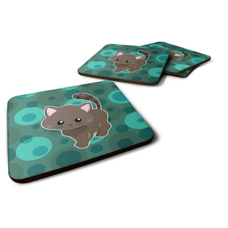 

Carolines Treasures BB6885FC Polkadot Kitten Cat Foam Coaster Set of 4 3 1/2 x 3 1/2 multicolor