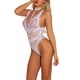 thumbnail image 3 of Lencería sexy de encaje de malla para mujer Ropa interior en V profunda Body Ropa de dormir, Blanco, L kenally XX000104-08, 3 of 7