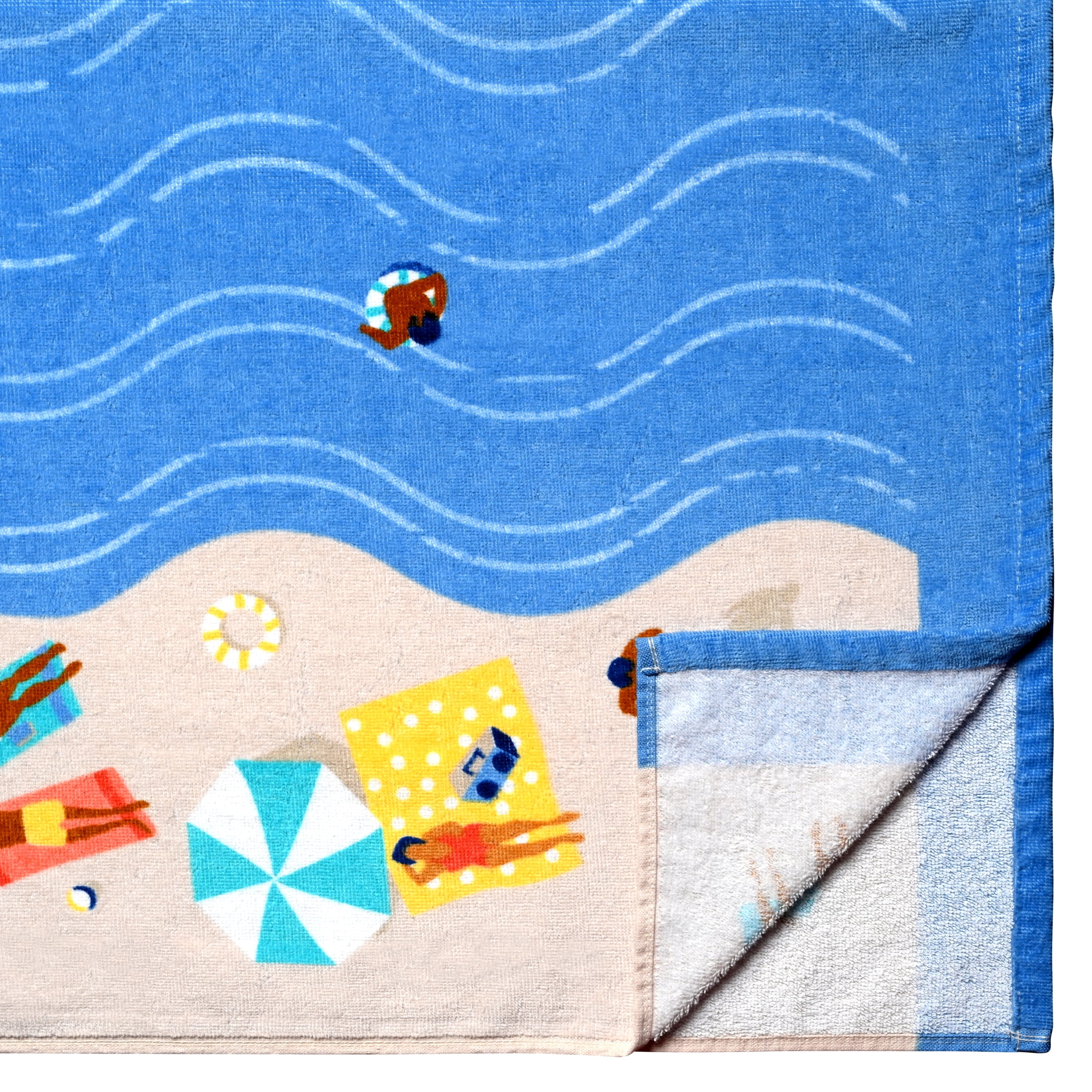 Mainstays Oversized Cotton Blend Blend Beach Towel, 36 x 72 in, Day at the Beach