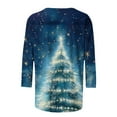 thumbnail image 4 of LEKWK Bling Shirts for Women Xmas Tree Crew Neck 3/4 Sleeve Tops Christmas Jeans for Women Vintage Hawaiian Christmas Shirt Women, 4 of 5
