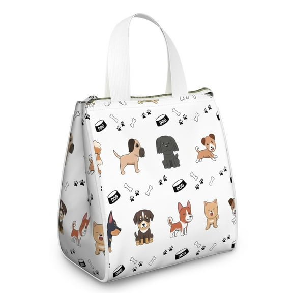 Cute Dogs Insulated Lunch Bag for Women & Adults,Large Portable Soft Cooler Lunch Bag,Thermal Food Storage Tote with Pearl Cotton,8.66L,8.75x5.75x9.5 Inch