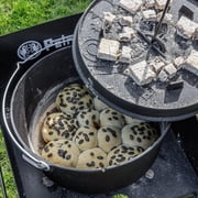 Petromax Cast Iron Dutch Oven for Cooking or Baking Outdoors Over a Campfire or in the Home Kitchen, Pre-Seasoned Cookware Conducts Heat Evenly, 3 Legs, 17 Quart