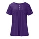 thumbnail image 5 of ICHUANYI Clearance Women's Summer Solid Round Neck Button Pleated Short Sleeve Tops(Purple, XXL) ICHUANYI WER2023080813934, 5 of 6