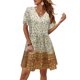 thumbnail image 1 of Gibobby Vestido Causal para Mujer de Verano Vestido de mujer con cuello en V, manga corta, estampado floral, vacaciones en la playa, vestidos de estilo rural, (Amarillo,CH), 1 of 5