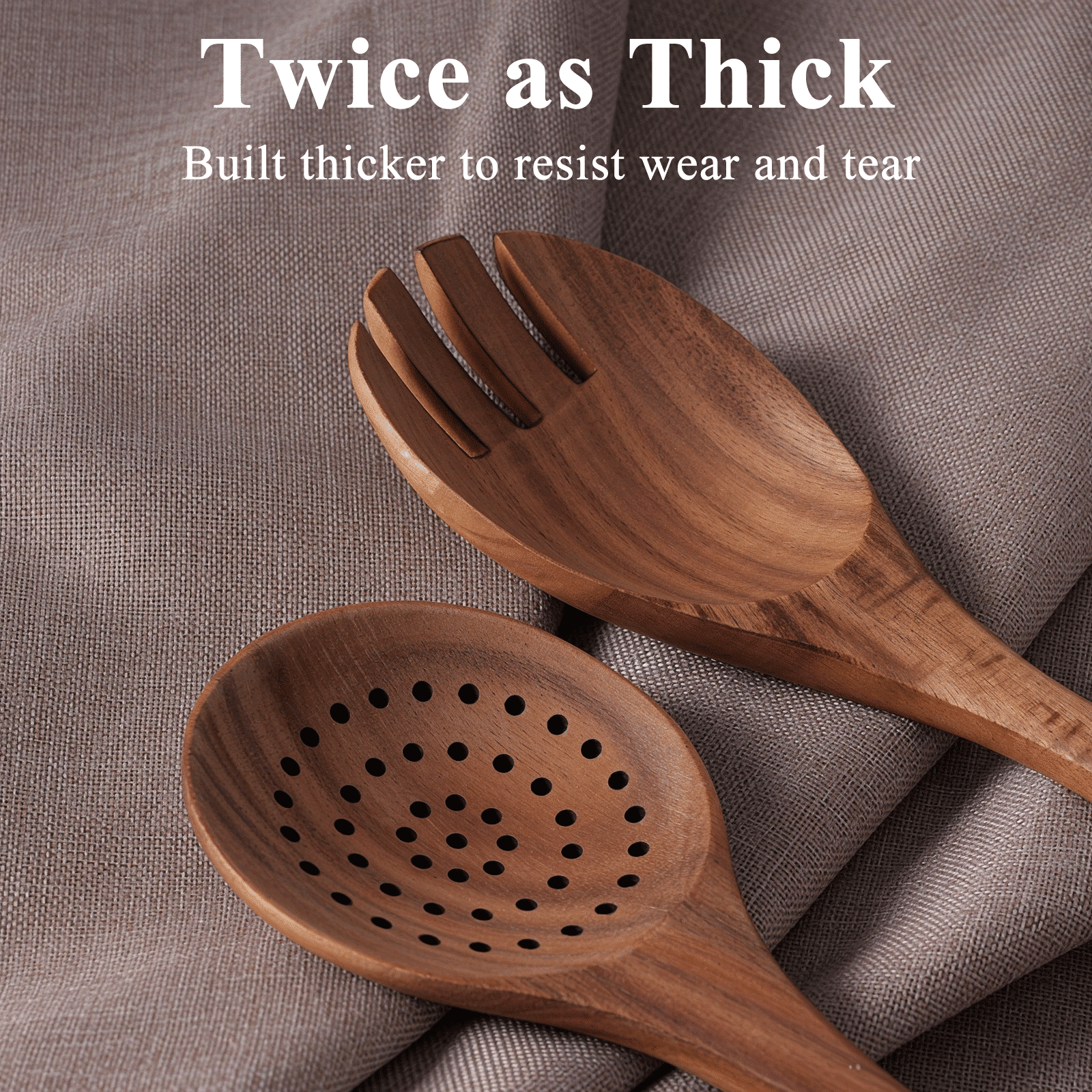 VAVSEA 8-Piece Natural Teak Wood Cooking Utensil Set photo 4
