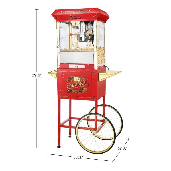 Great Northern Popcorn 8oz Princeton Popcorn Machine with Cart, Red