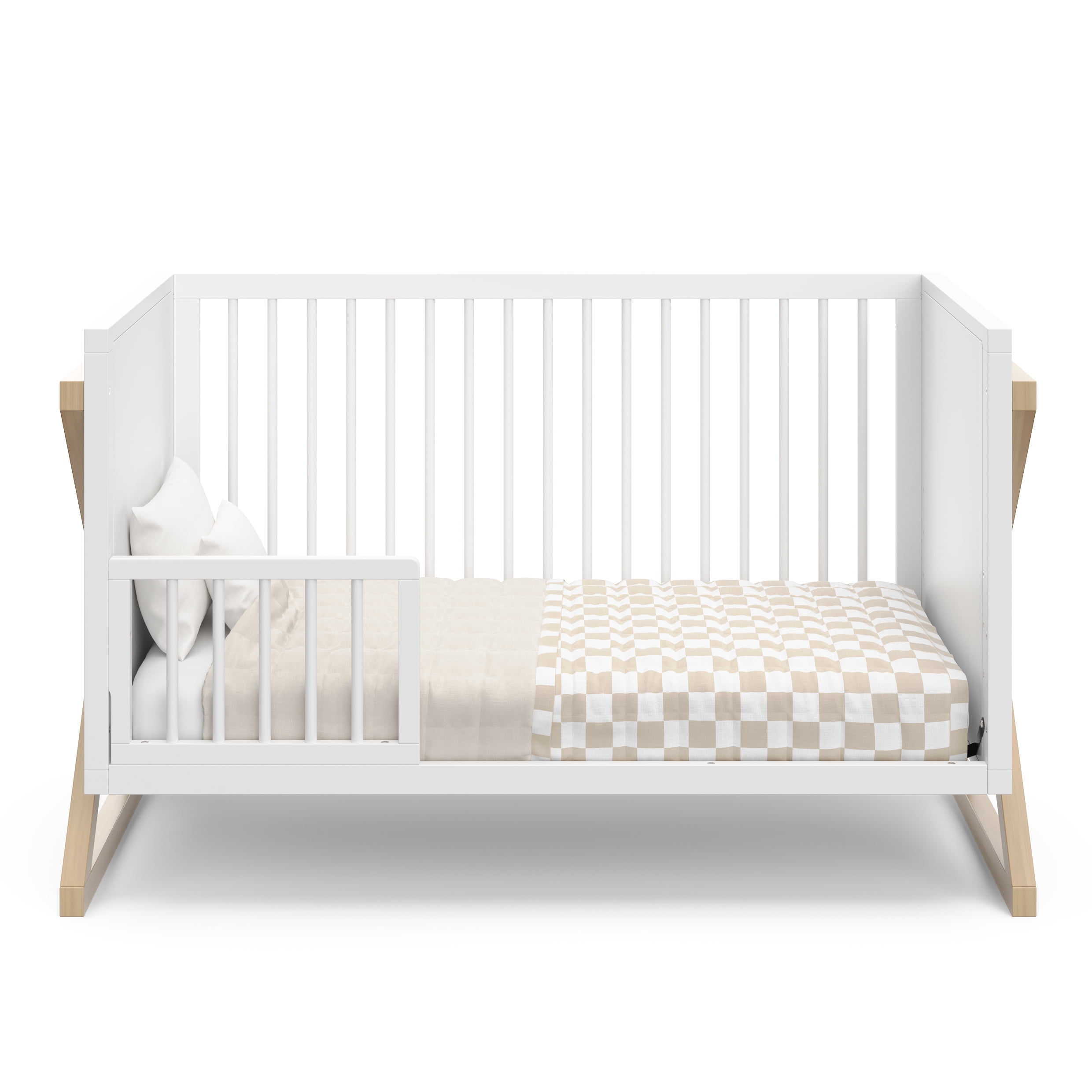 Storkcraft Equinox 3-in-1 Convertible Baby Crib, White with Driftwood