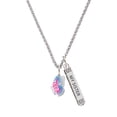 thumbnail image 1 of Delight Jewelry Silvertone Translucent Hot Pink & Blue Flying Butterfly Silvertone Always My Sister Bar Charm Necklace, 23", 1 of 4