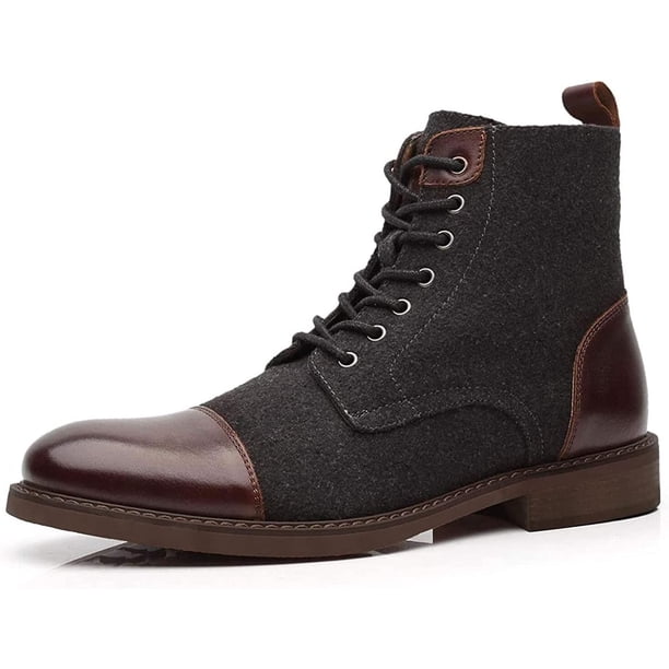 Botas de vestir para hombre, botas Chelsea para hombre, botines Chukka de cuero con cordones, elegantes y cómodos, con bloques de color.
