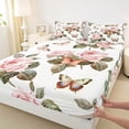 thumbnail image 3 of Manfei Floral Rose Girl Twin Sheet Sets 3pcs,Flying Butterflies Twin Fitted Sheet Microfiber,Dreamy Princess Breathable Flat Sheet,Breathable Home Decor, 3 of 7