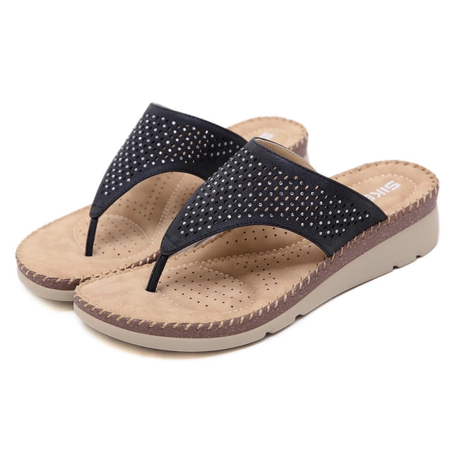 Sandalias informales a la moda para mujer, chanclas para exteriores, zapatillas de cuña para la playa Wmkox8yii ytu9263