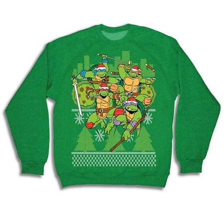 Teenage Mutant Ninja Turtles Fight Stance Green Ugly Christmas Sweatshirt