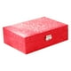 thumbnail image 2 of Caja de Joyas con Cerradura y Espejo, Estuche Organizador de Joyas con 2 Capas de Exhibición, Pendientes, Pulseras, Anillos, Relojes, Caja de joyería con espejo en forma de corazón con cerradura, Rojo, 2 of 6
