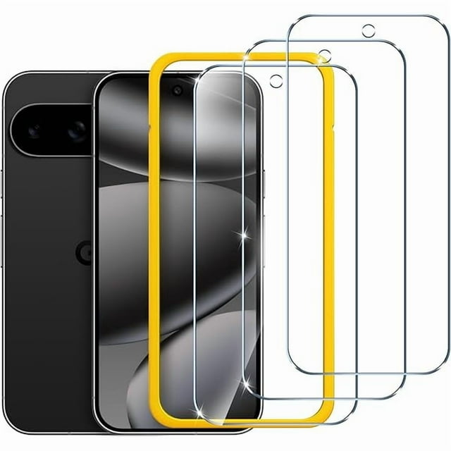 xixishop 3 Pack Screen Protector for Google Pixel 10 / Google Pixel 10 Pro/Google Pixel 9 / Google Pixel 9 Pro, with Alignment Frame Tool, Tempered Glass Protection Film - 6.3-Inch