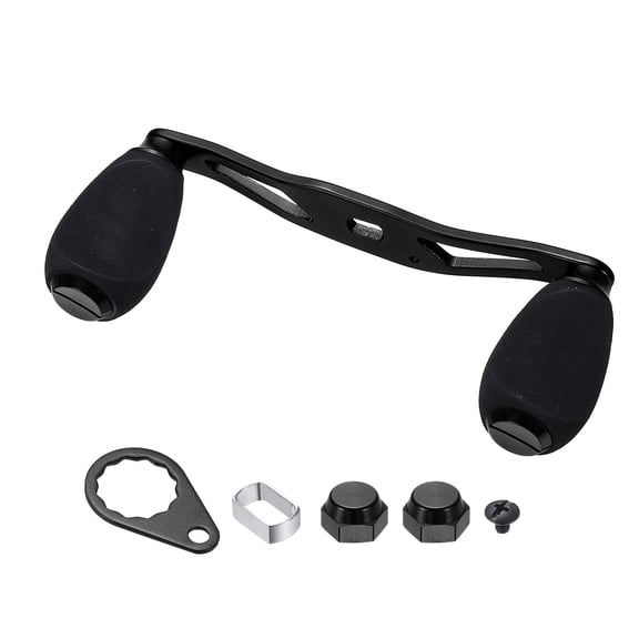 Uxcell Fishing Reel Handle, Metal Baitcasting Reel Handle Rocker Arm Grip with Double EVA Knob Replacement Parts - Fitting For(DIY/Fishing/Rocker Arm Accessories), Black