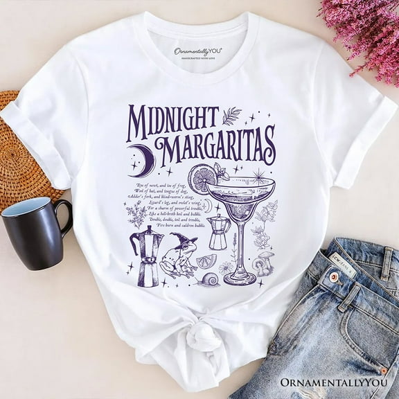 Midnight Margaritas Halloween T-Shirt, Whimsical Tee for Drinking Witches