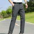 thumbnail image 7 of Men's Outdoor Casual Pants Elastic Adjustable Waist Button And Zipper With Belt Trousers Solid Color Cargo Pants, 7 of 7