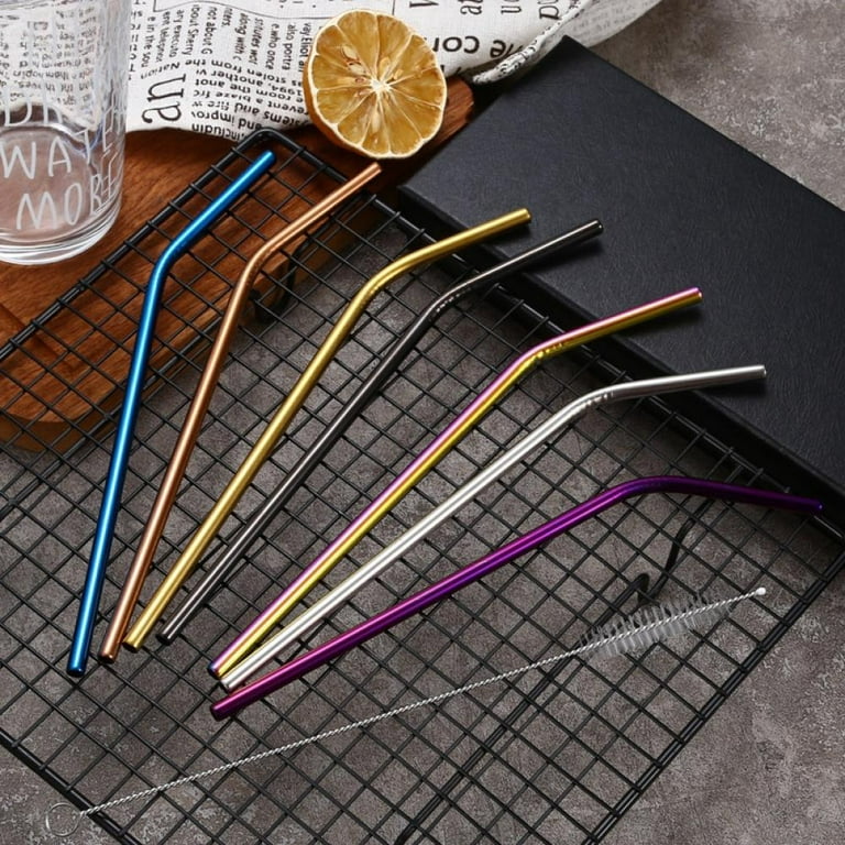  Hiware 12-Pack Gold Stainless Steel Straws Reusable