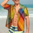 thumbnail image 7 of Kll Men'S Hawaiian Shirt Short Sleeve Button Down Beach Shirts-Abstract Watercolors Tartan, 7 of 7