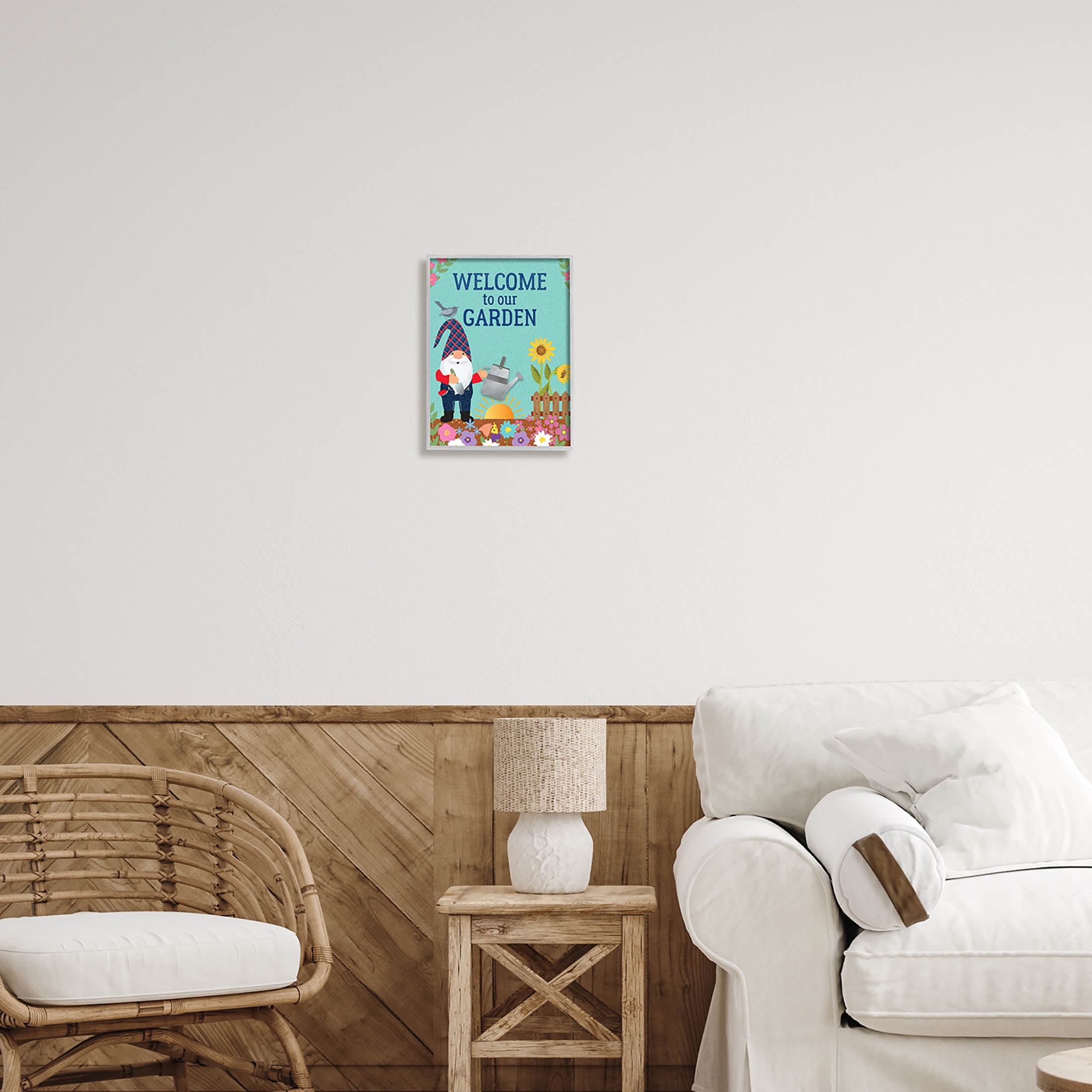 Welcome To Our Garden Phrase Fairy Tales & Fantasy Graphic Art Gray Framed Art Print Wall Art