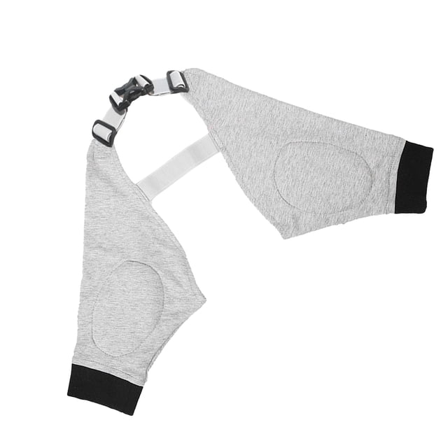Funda para recuperación de perros, suave, transpirable, soporte estable, ajustable, cómodo, protector para piernas delanteras para perros, para lesiones, gris, negro, M