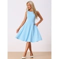 thumbnail image 4 of DARING DIVA Women's Boat Neck High Waisted Sleeveless Work Dresses S Light Blue, 4 of 6