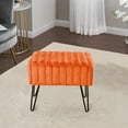 thumbnail image 3 of HOME SOFT THINGS OTOMAN/TABURETE SUPER SUAVE DE PIEL SINTÉTICA. OTOMAN TAPIZADO PARA REPOSAPIÉS CON PATAS DE METAL NEGRO Y ASIENTO ACOLCHADO. 48X33X43CM, NARANJA QUEMADO, 3 of 6