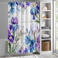 thumbnail image 6 of Spring Flowers Long Shower Curtain Set, Waterproof Shower Curtains for Bathroom, Watercolor Garden Florals Wooden Grain Washable Fabric Bath Curtain for Bathtub Decoration with Hooks 72x84 Inches, 6 of 9