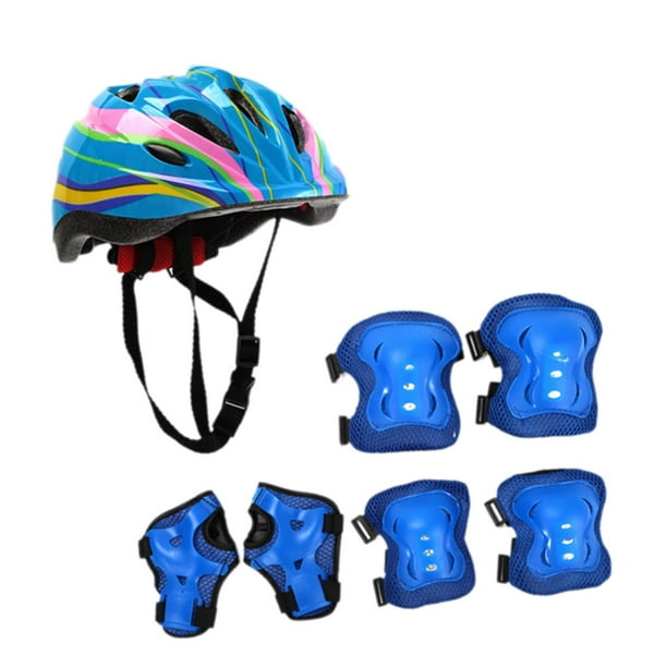 Casco de bicicleta para niños Juego de patinaje Casco ajustable Portable con rodillas con protectores de muñeca para deportes de longboard enrollables Estilo C