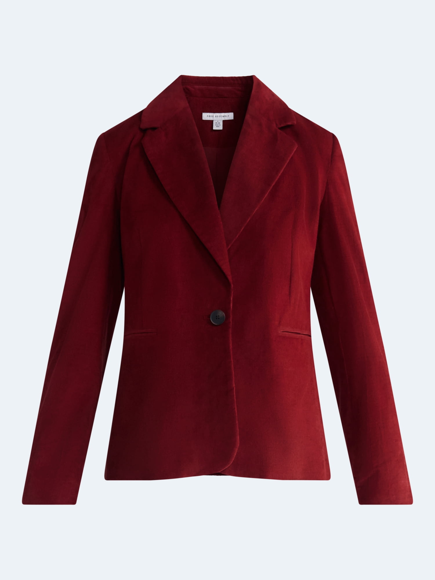 Free Assembly Women's and Women's Plus The Belmont Single Breasted Corduroy Blazer, Sizes XS-4X