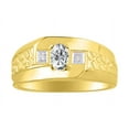 thumbnail image 1 of RYLOS Men's Rings 14K Yellow Gold Classic Nugget 6X4MM Oval Gemstone & Diamond Ring White Topaz April Birthstone Rings Size 9, 1 of 7