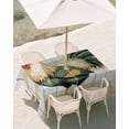 thumbnail image 3 of 54x80 Inch Outdoor Tablecloth with Umbrella Hole Zipper Rectangle Sage Green Rooster Rectangular Tablecloths Outside Waterproof Vintage Animals Wooden Watercolor Patio Table Cover for Picnic Party, 3 of 8