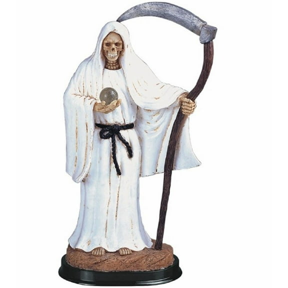 FC Design 12"H White Santa Muerte Holding Scythe Statue Our Lady of the Holy Death Figurine Religious Decoration