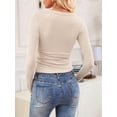 thumbnail image 6 of Long Sleeve Shirts for Women 2025 Fall Fashion V Neck Basics Crop Tops Slim Fitted Y2K Tops Oatmeal Color M, 6 of 8