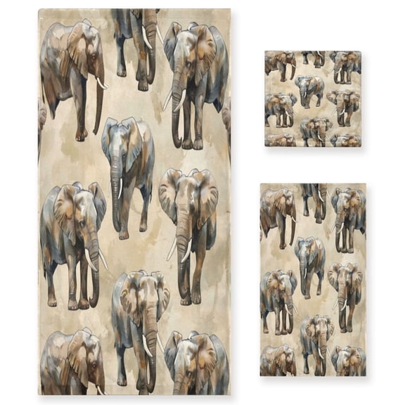 Three-Piece Towel Set Face Towel Towel Set Hand Towel Bath Towel Cotton Bath Towels Bath Towel Sets Hand Bath Towels Gray Elephant