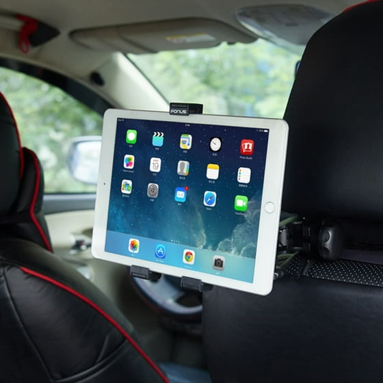 Ipad Mini 4 Premium Car Headrest Mount Tablet Phone Holder Swivel Cradle Back Seat Entertainment Dock Stand Strong Grip Black D7v